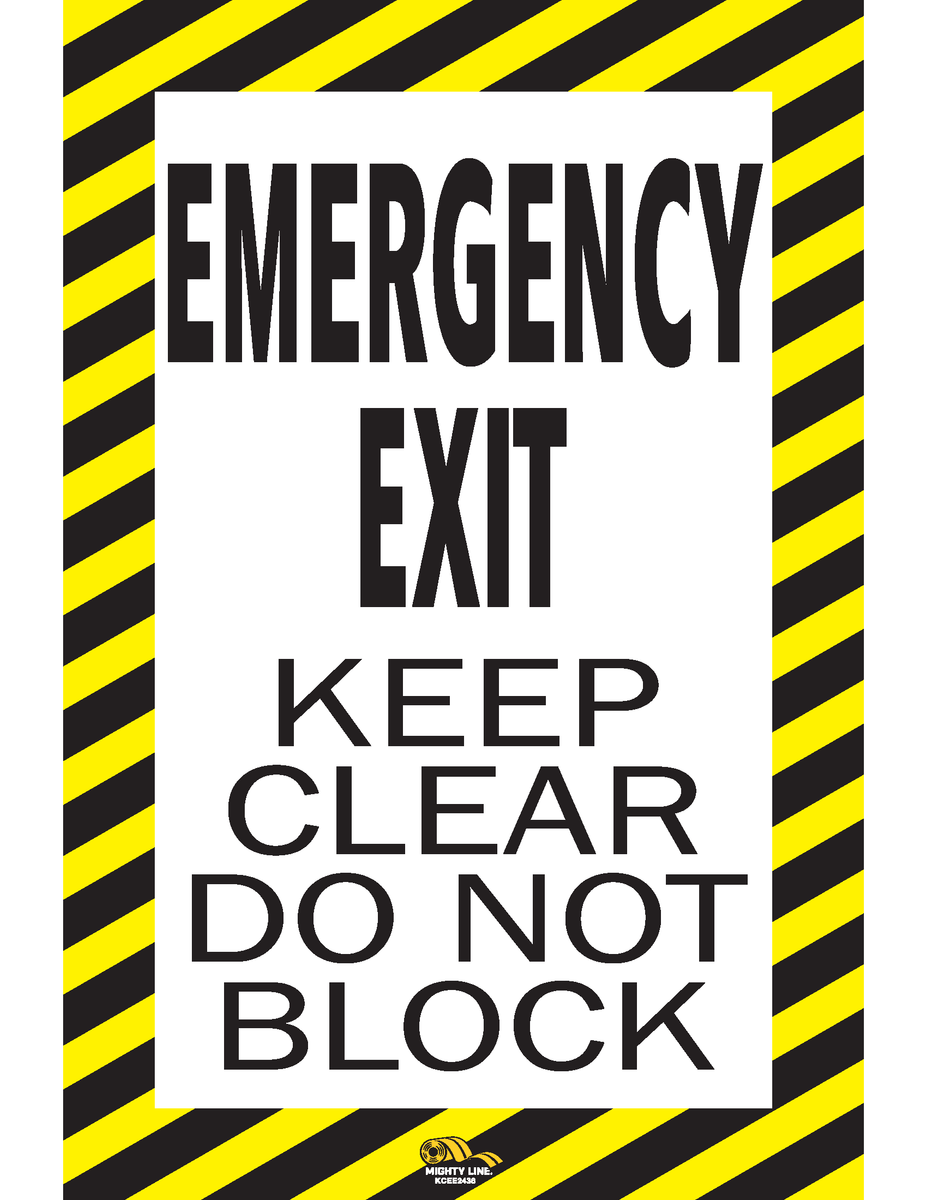 EMERGENCY EXIT KEEP CLEAR DO NOT BLOCK, 24x36" Floor Sign Floor