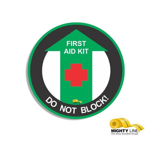 Mighty Line First Aid Do Not Block Floor Sign, 16 inch size