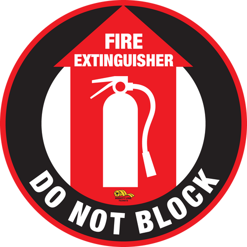 16 Inch - Fire Extinguisher Do Not Block, Mighty Line Floor Sign, Industrial Strength