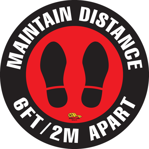 12 Inch - Maintain Distance Safety Floor Sign