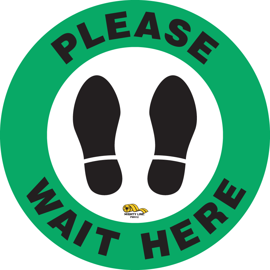 12 Inch - Please Wait Here Safety Floor Sign