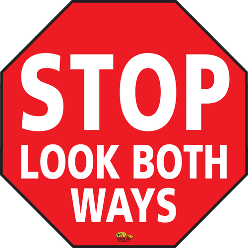 12 Inch - Stop Look Both Ways Floor Sign - Floor Marking