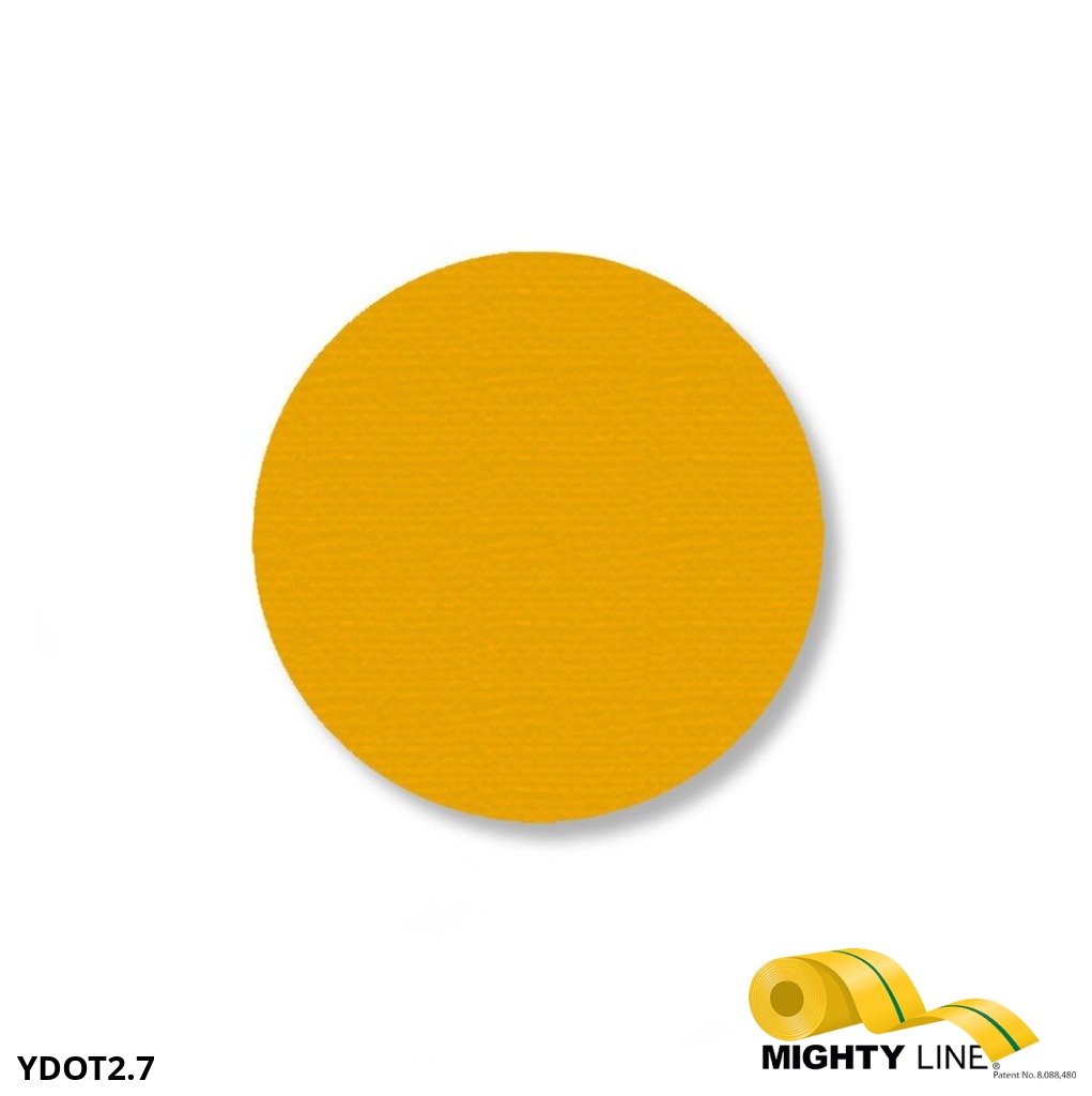 2.7 Inch Mighty Line Yellow Floor Marking Dot – Stand. Size, Pack of 100
