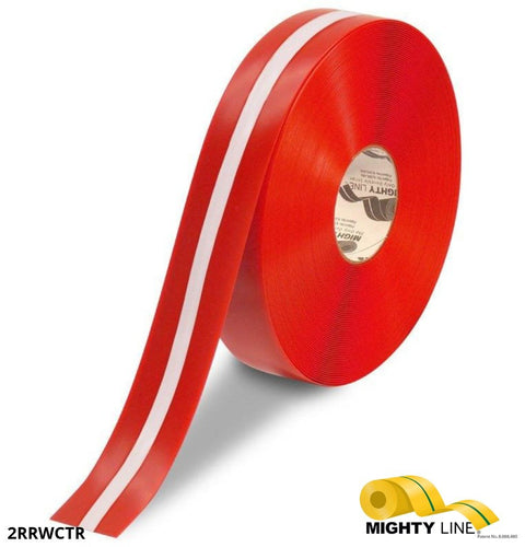 Red and White Center Line Floor Tape – 100’ Roll – 2 Inch Wide