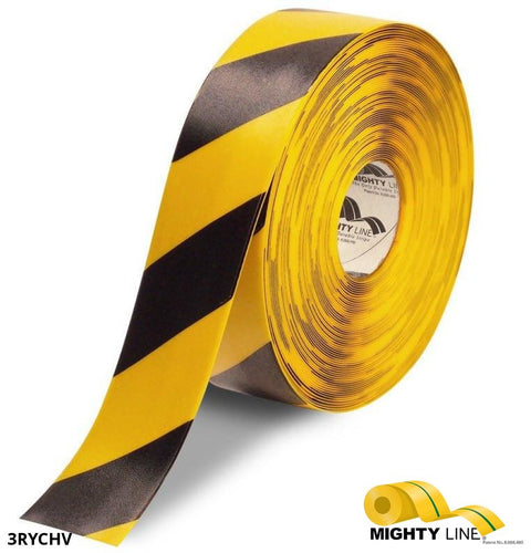 Mighty Line Yellow Tape with Black Chevrons – 100’ Roll – 3 Inch Wide