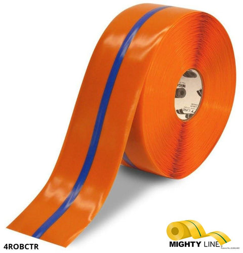 Our Line of Reliable Orange and Blue Center Line Floor Tape – 100’ Roll – 4 Inch Wide