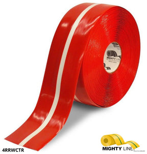 Red and White Center Line Floor Tape – 100’ Roll – 4 Inch Wide