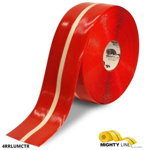 4 Inch – Our Line of Red Glow Center Line Floor Tape – 100’ Roll