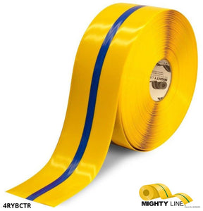 Our Line of Blue and Yellow Center Line Floor Tape – 100’ Roll – 4 Inch Wide