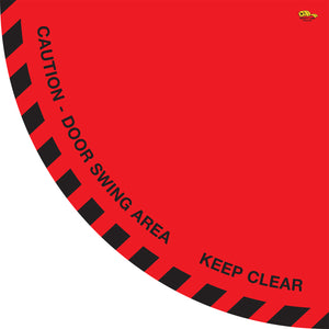 Red - Caution Door Swing Area Floor Sign – 36” Wide