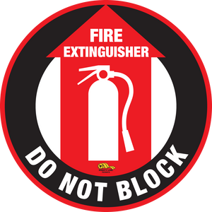 16 Inch - Fire Extinguisher Do Not Block, Mighty Line Floor Sign, Industrial Strength