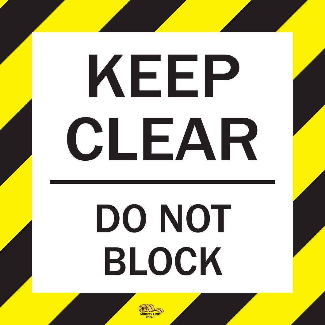 Black and Yellow - Mighty Line Keep Clear Do Not Block Floor Sign - 24