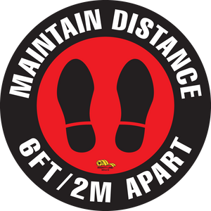16 Inch - Maintain Distance Safety Floor Sign