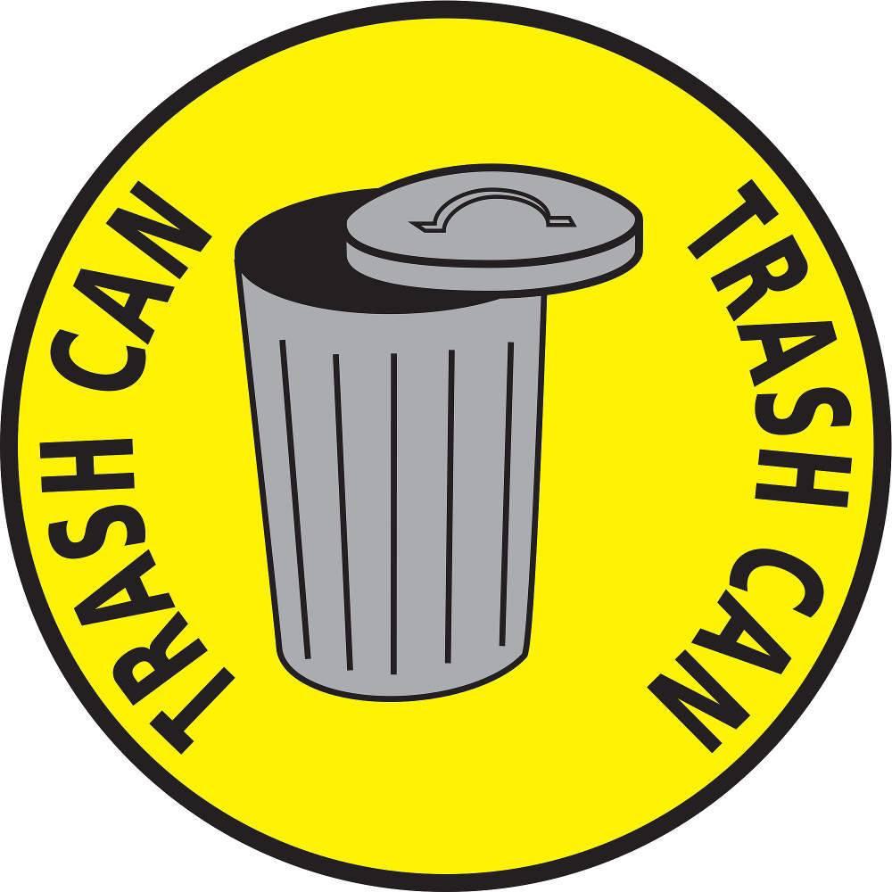 12 Inch - Trash Can Yellow Mighty Line Floor Sign