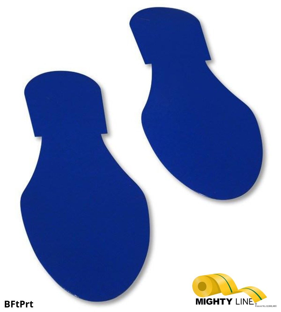 Mighty Line BLUE Footprint - Pack of 50 - 9.5 Inch x 3.5 Inch