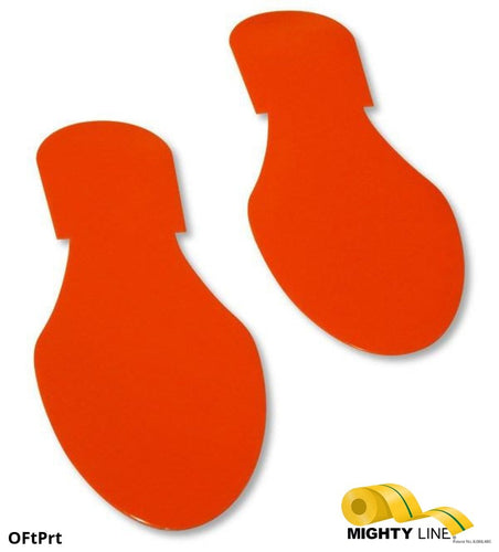 Mighty Line ORANGE Footprint - Pack of 50 - 9.5 Inch x 3.5 Inch
