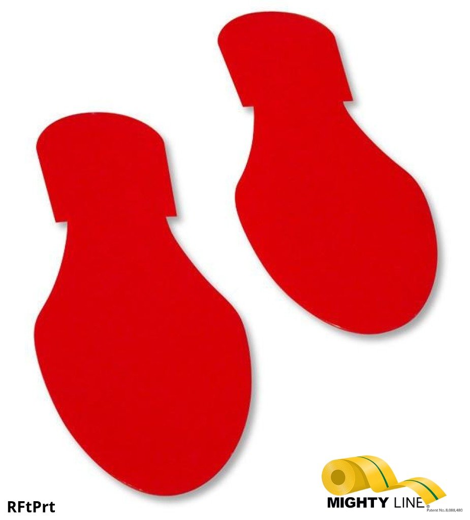 Mighty Line RED Footprint - Pack of 50 - 9.5 Inch x 3.5 Inch