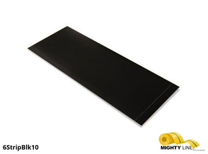 6 Inch Wide Mighty Line BLACK Segments - Floor Marking - 10" Long Strips - Box of 100