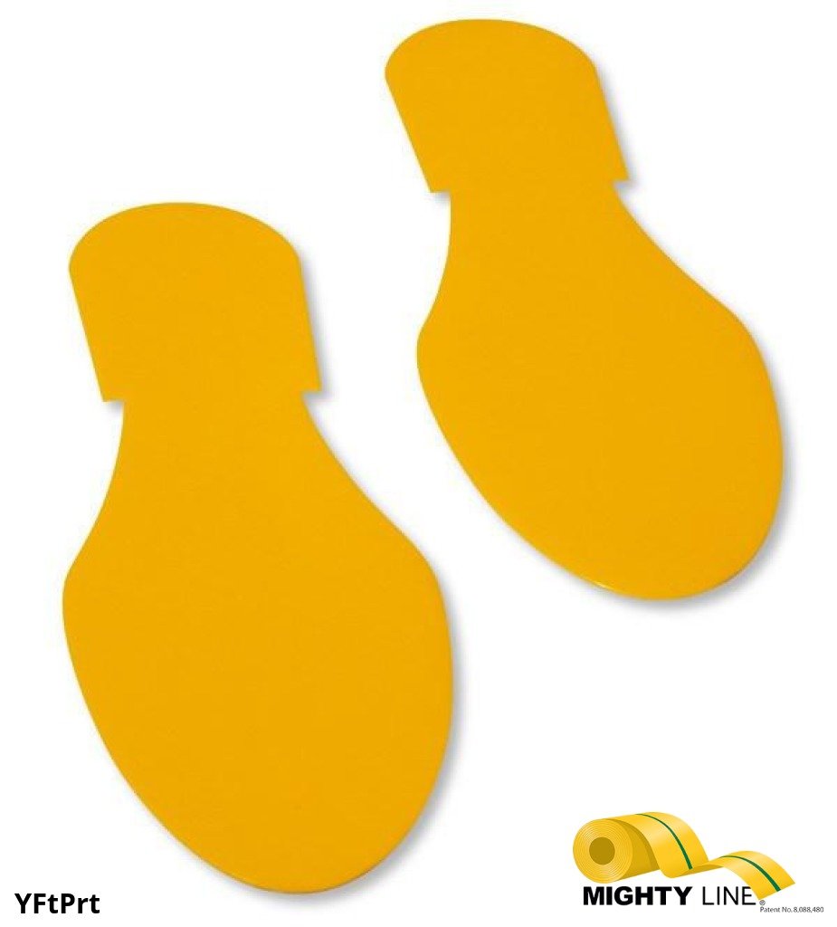Mighty Line YELLOW Footprint - Pack of 50 - 9.5 Inch x 3.5 Inch